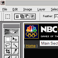 Screenshot with old Photoshop version 4 and Olympic rings from 2000