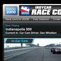 Screen shot of Race Control - Indy Car website